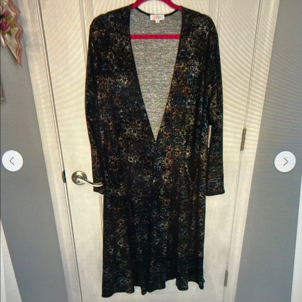 LuLaRoe Sarah Cardigan with Color Bursts XL